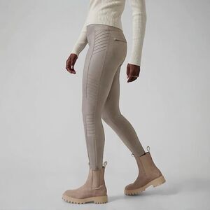 ATHLETA Delancey Gleam Moto Tight Bluff Grey Taupe Size Medium Tall